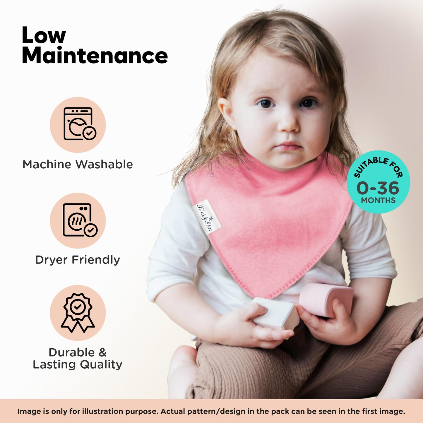 Kiddystar Organic Baby Bibs - Soft, Absorbent Cotton Bandana Bibs For Drooling & Teething - Adjustable & Stylish Baby Gift