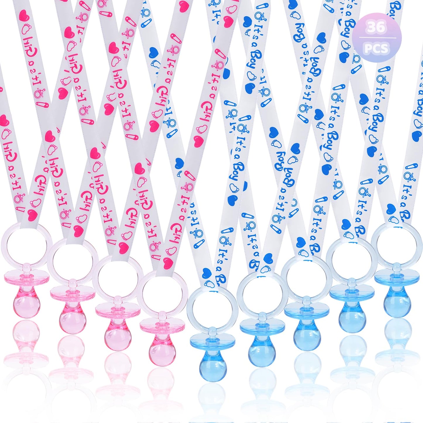 36 Baby Shower Pacifiers Necklace, Acrylic Pacifier Necklace, Pacifier Necklace For Baby Shower Boys Girls Party Favors Charm/Ge