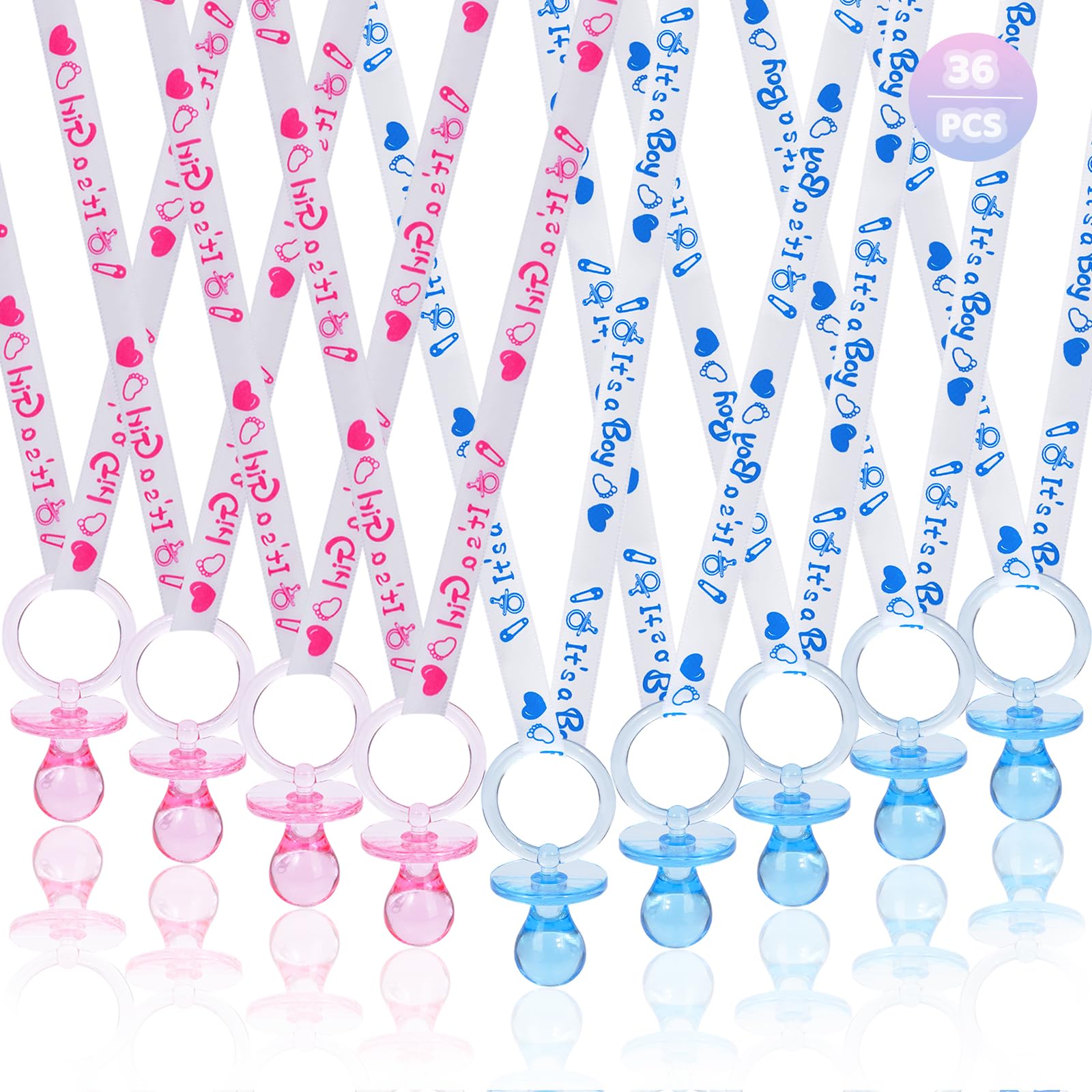 36 Baby Shower Pacifiers Necklace, Acrylic Pacifier Necklace, Pacifier Necklace For Baby Shower Boys Girls Party Favors Charm/Ge