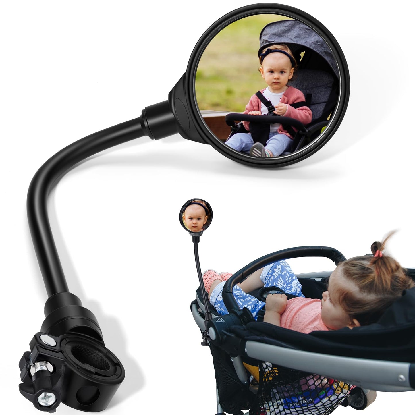 Stroller Mirror, Stroller Accessories Easily Attaches to Most Strollers for See Your Baby, the Perfect Companion for Walking and