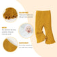 Sobowo Toddler Baby Girl Flare Pants 3 Pack Solid Ribbed Ruffle Bell Bottoms Pants Fall Outfits(Black/Yellow/Beige, 2-3T)