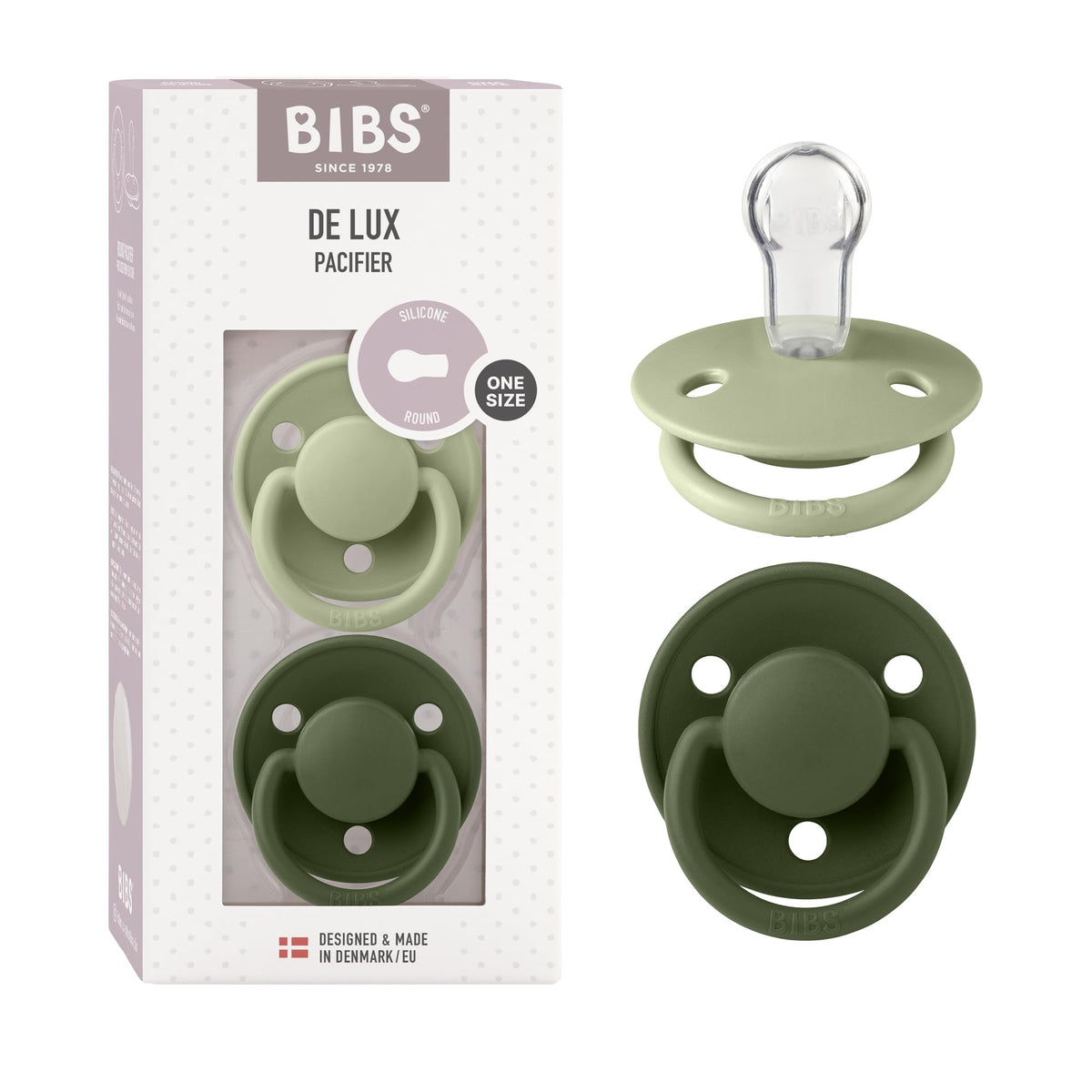Bibs Pacifiers, Natural Rubber Baby Pacifier,Round Nipple, Pack Of 2, Bpa Free Soother, 0 To 3 Years, One Size Sage & Hunter Gr