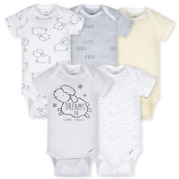 Gerber Unisex Baby 5-Pack Short Sleeve Variety Onesies Bodysuits Starry Dreams Newborn