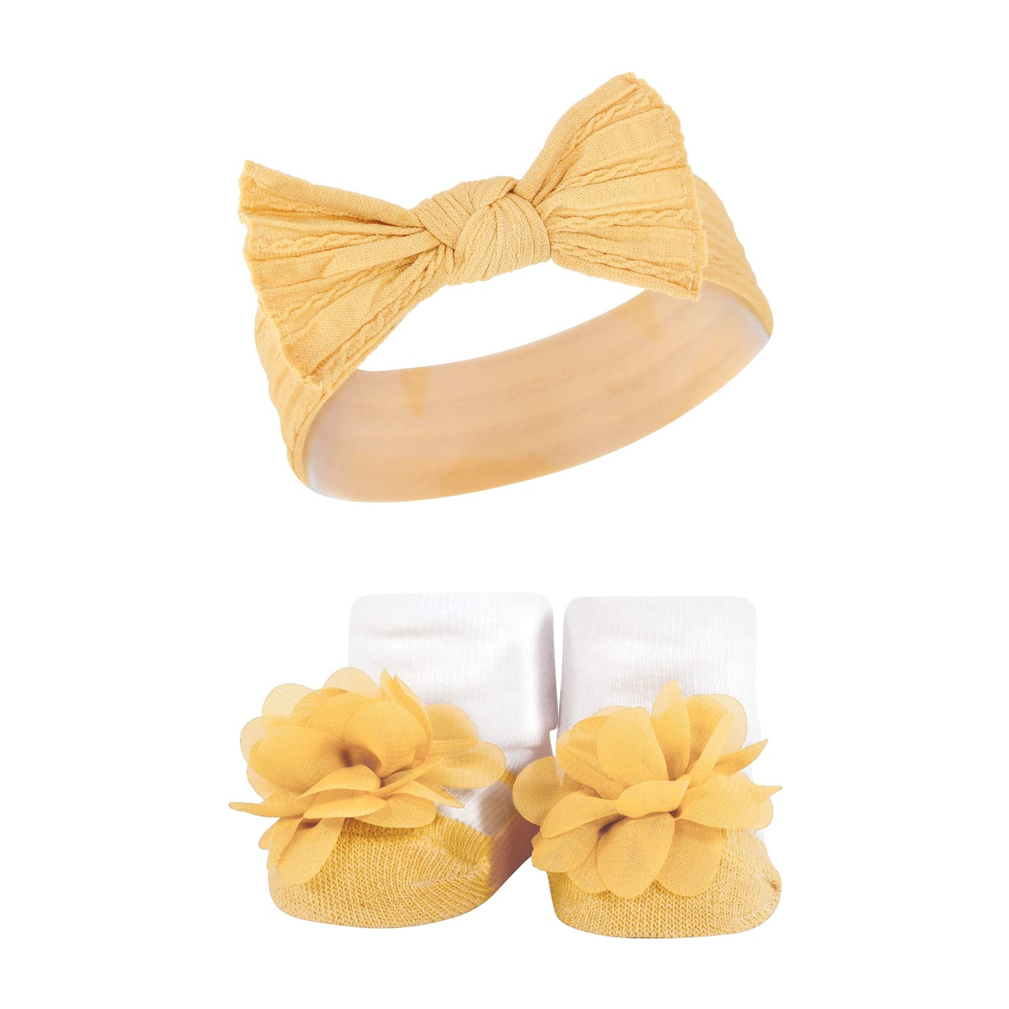Hudson Baby Baby Girls' Headband And Socks Giftset, Purple Green Yellow, One Size