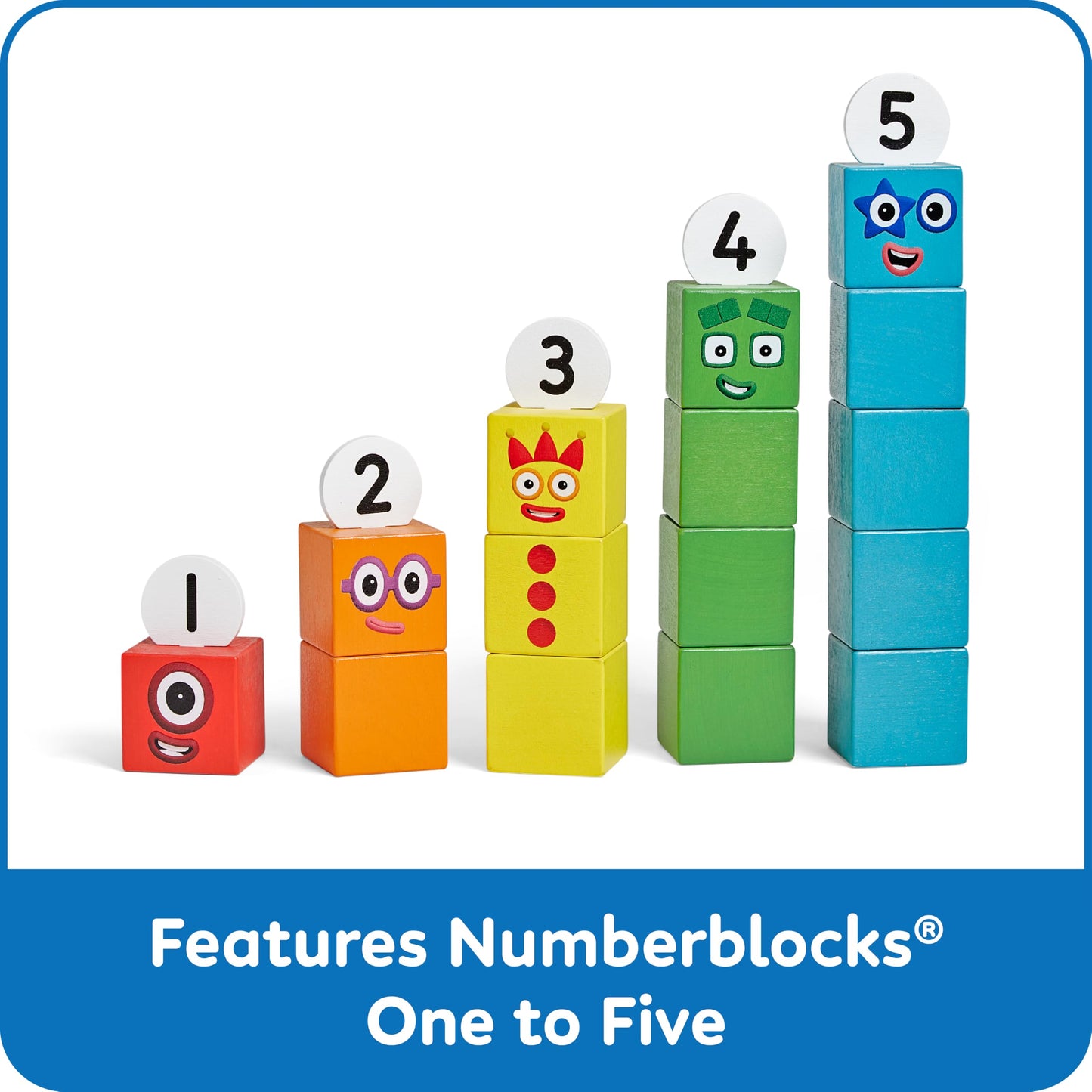 hand2mind Numberblocks One to Five Wooden Blocks, Wood Building Blocks for Toddlers 2-4 Years, Stacking Toys, Montessori Math Ma