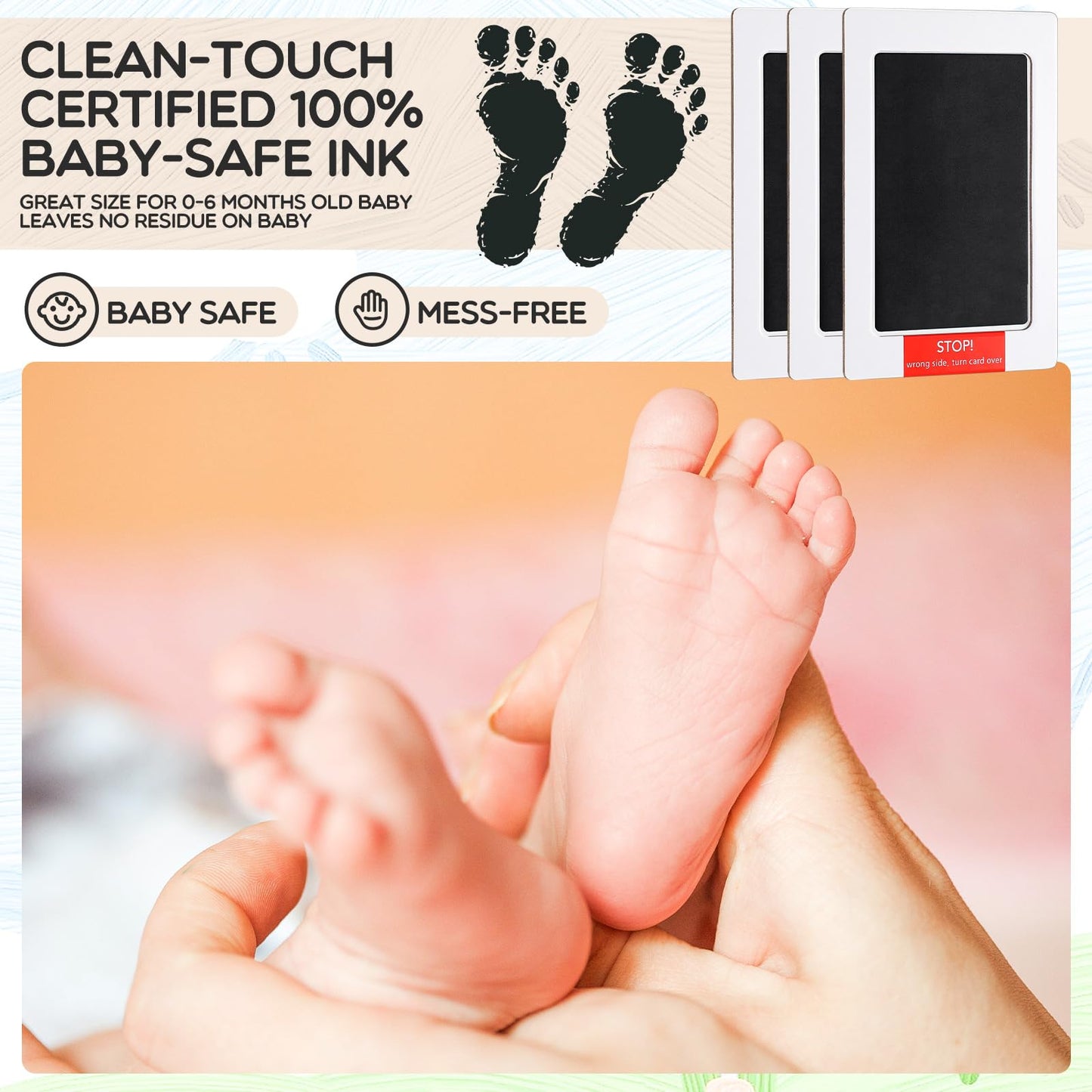 Jetec 15 Set Inkless Baby Footprint And Handprint Kit, Clean Touch Ink Pad For Baby Hand And Footprints, Dog Paw Print Kit With