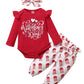 Baby Girl Valentines Day Outfit Infant Valentines Clothes Love Heart Romper Pants Set Newborn Valentines Day Gifts 0-3 Months Ba