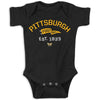 Retro Pennant Baby Apparel For Pittsburgh Football Fans (Nb-7T) (Black Onesie, 18 Months)