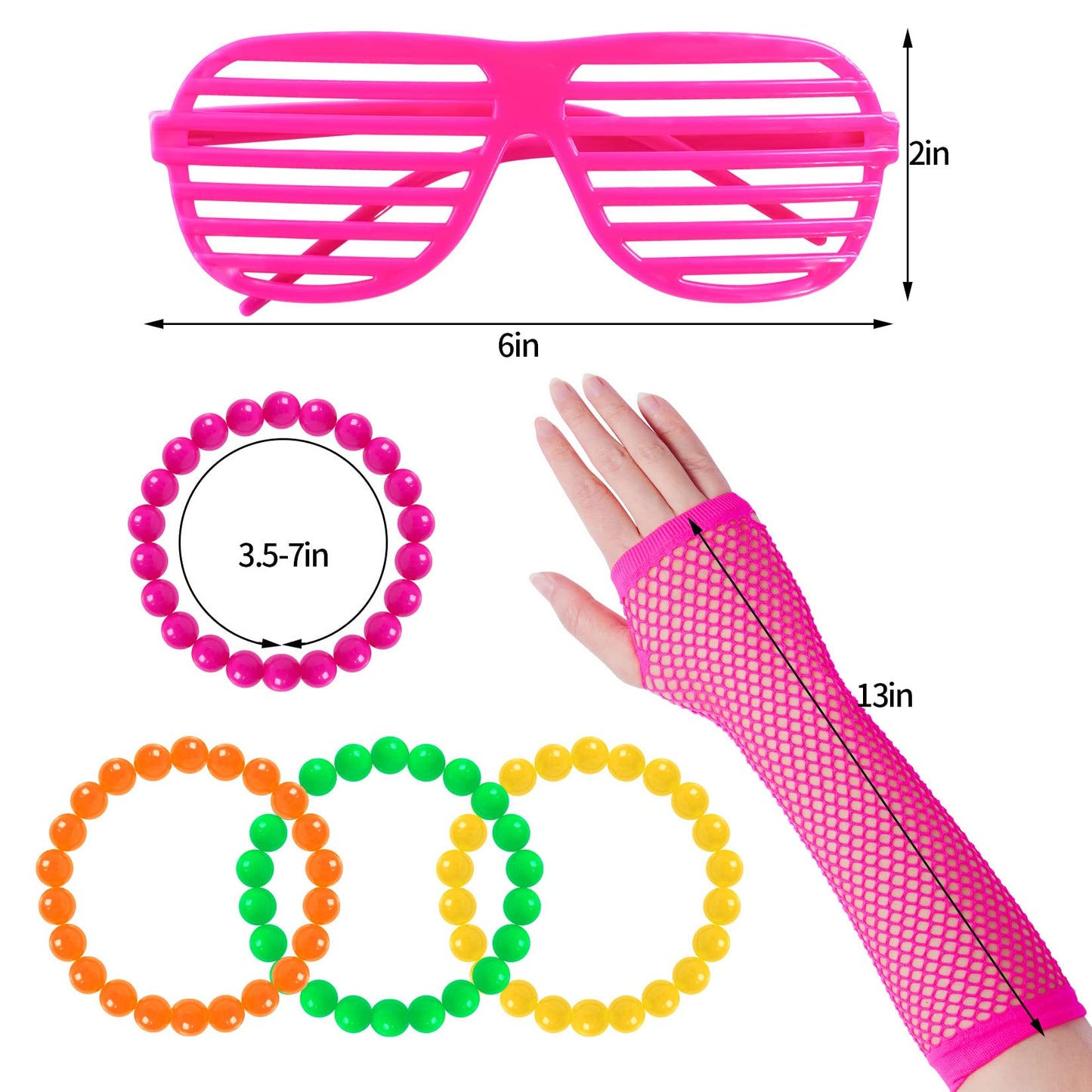 Miayon 6 In 1 80S Costume Accessories For Kids 1980S Fancy Outfits And Tutu Set For 80S Retro Theme Cosplay Party For Girl(Rainb