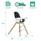 Evolur Zoodle 2 in 1 Convertible Baby High Chair, Black, Easy to Clean, Adjustable & Removable Tray, Compact & Portable, Foldabl