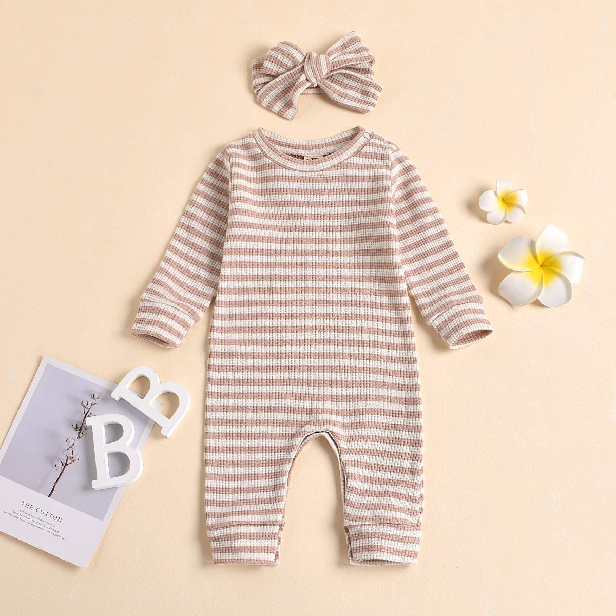 Aimaopao Newborn Infant Baby Girl Romper Bodysuit Girls Stripe Print One Piece Jumpsuit Pants Clothes Outfits (Stripe Long Sleev