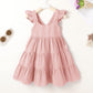 Younger Tree Toddler Baby Girl Dress Summer Outfits Flutter Sleeve Smocked Dress Kids Causal Boho Dresses Clothes (6-7T, Pink Dr