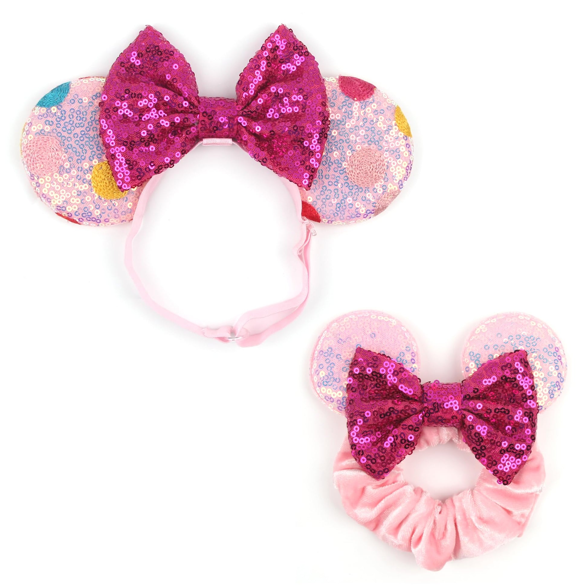 Bianbaistar Newborn Bows For Girls Toddler Hair Bows Multicoloured Dot Elastic Adjustable Headband Mouse Ears Scrunchies Essenci