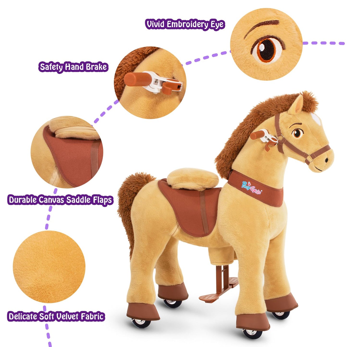 PonyCycle Horse Ride on Toys Riding Horses Rocking Horse Walking Pony Toys Essential Model E (with Brake/ 35.4 Height/Size 4 for