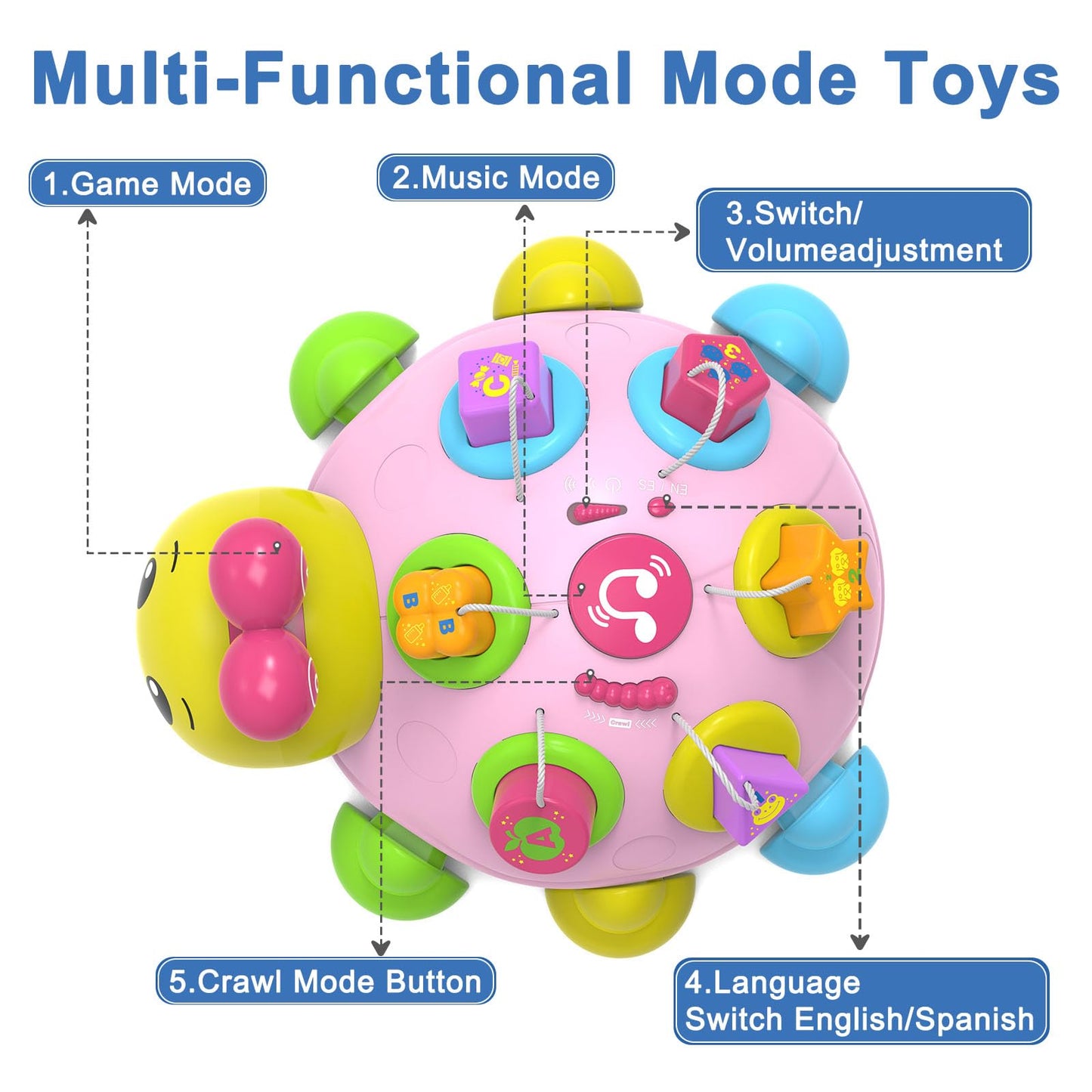 Baby Musical Ladybug Crawling Toys,Baby Toys 6-12 Months with Light-up Music, Early Educational Learning Montessori Toys, Infant