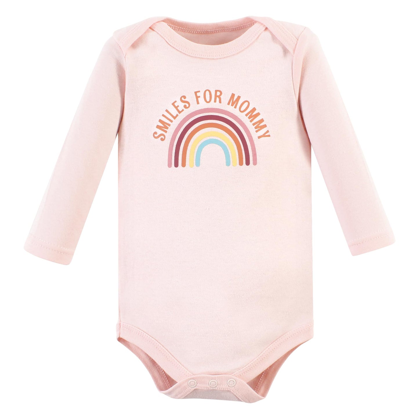 Hudson Baby Unisex Baby Cotton Long-Sleeve Bodysuits, Sunshine Rainbows 5-Pack, 6-9 Months