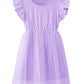 Twkioue Girls Dresses Tutu Tulle Butterfly Sleeves Casual Kid Cute Party Dress 817 Purple 120