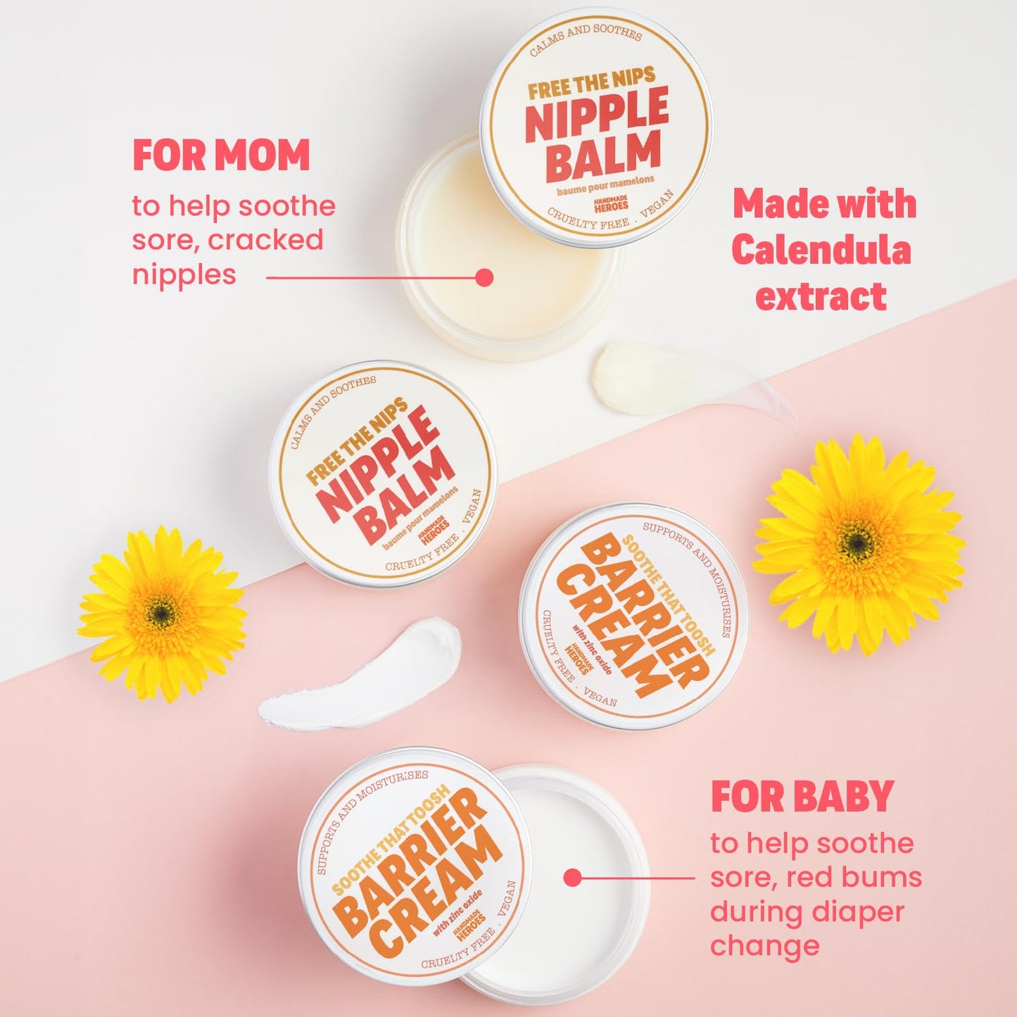 100% Natural & Vegan Nipple Balm By Handmade Heroes With Calendula Extract, Nipple Cream For Cracked Nipples And Growing Breast