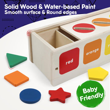 Wooden Sorting Toys Montessori Color & Shape Sorter Class Activity Toddlers Fine Motor Game for Colors and Shapes Recognition, X