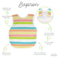 Bapronbaby Rainbow Stripes Bapron - No Neck Tie Safer Bib For Baby & Toddler - Soft Waterproof Stain Resistant - Machine Washabl