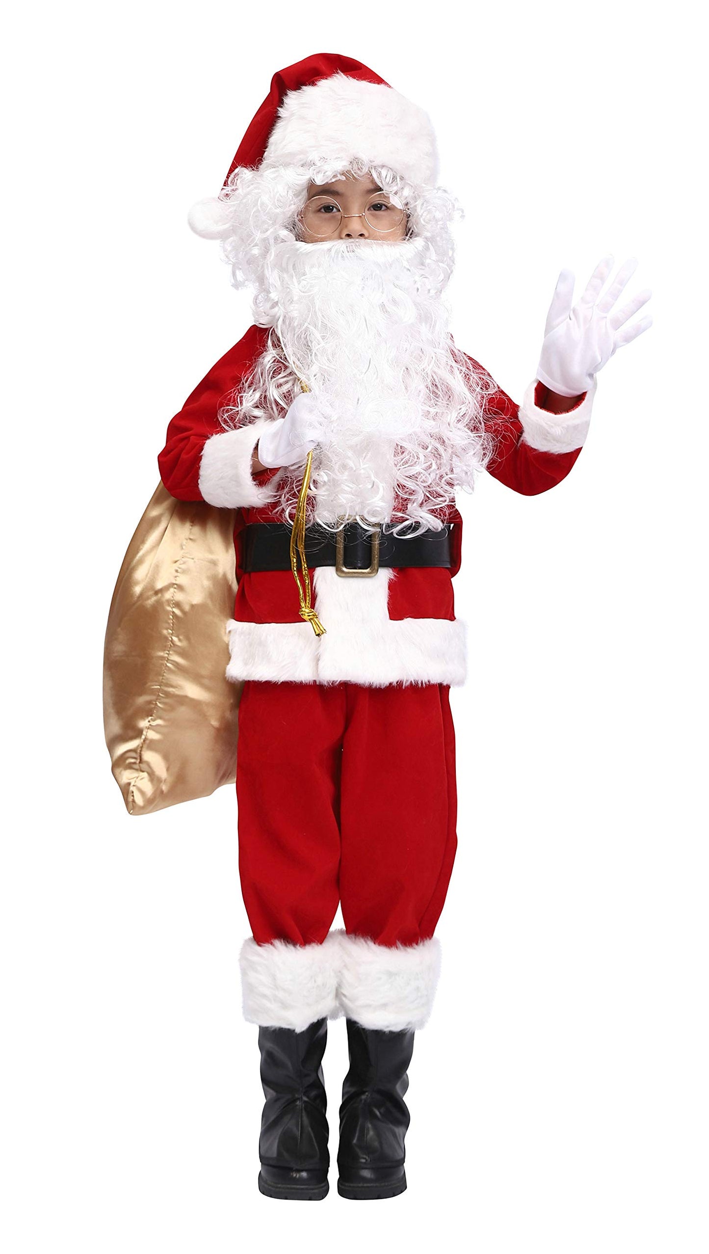 Ovov 11 Pcs Kids Santa Costume Deluxe Kids Santa Suit Toddler Santa Claus Costume For Halloween Cosplay