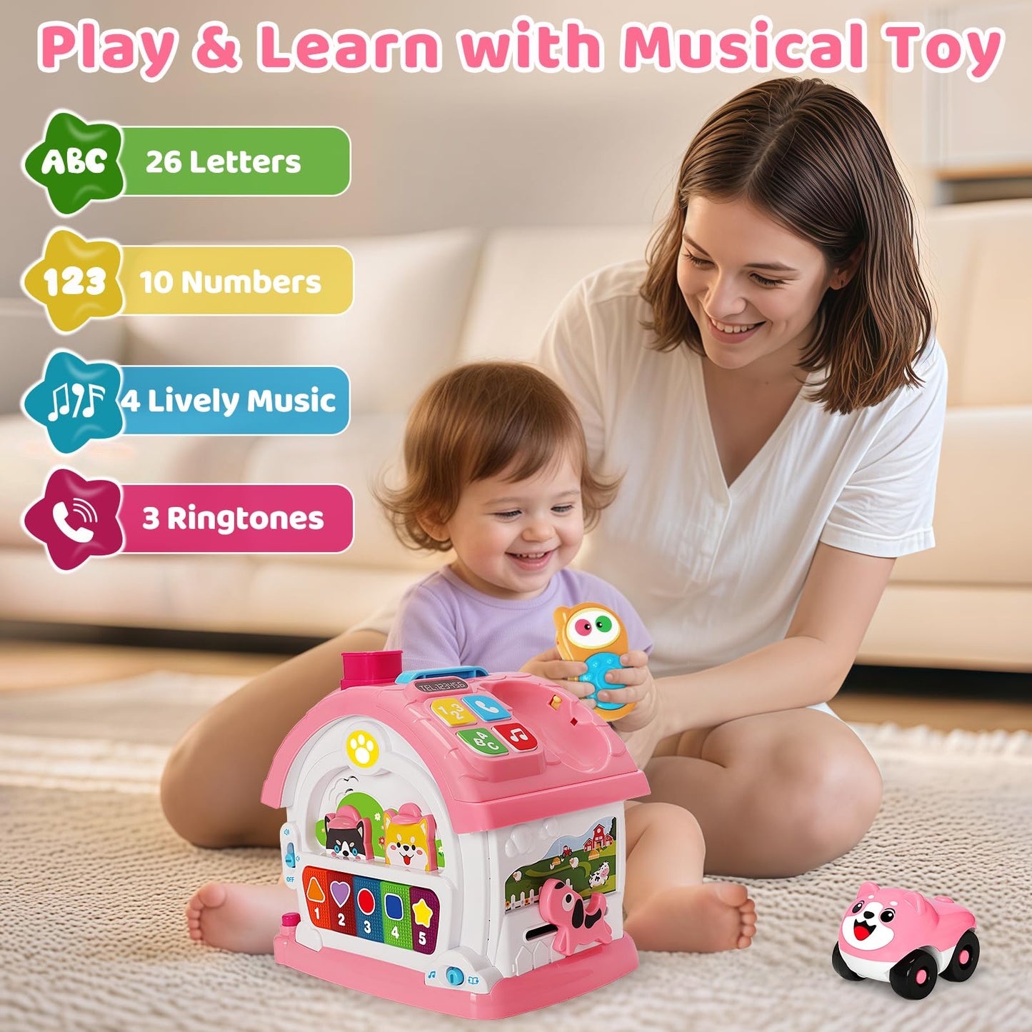 Montessori Toys for 1 Year Old Girls, Christmas First 1st Birthday Gifts for Girls, Musical Learning House Baby Toys for Ages 6