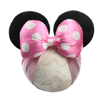 Jiahang 3D Baby Girl Mouse Ears Turban Headwrap With Satin Polka Dot Bow, Wide Velvet Hairband, Hair Bow Headband For Infant Tod
