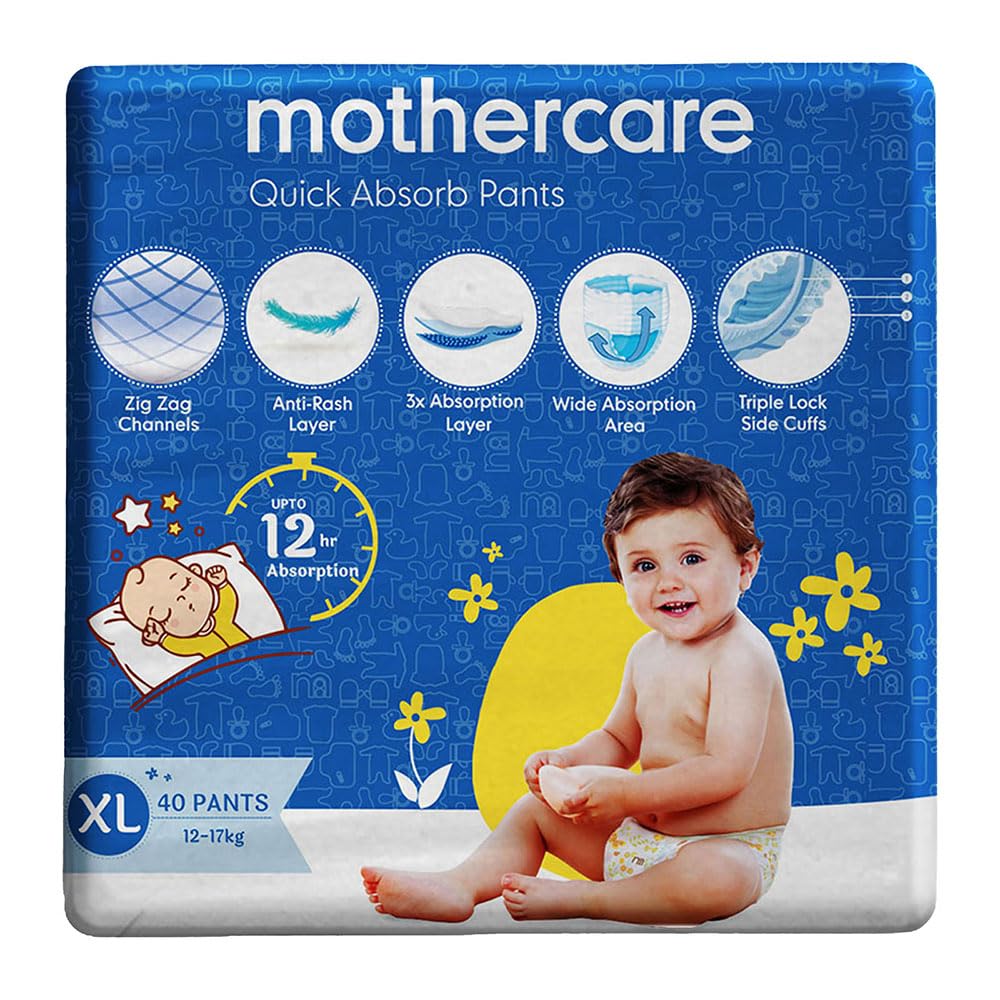 Mothercare Unisex 12Hr Absorption Diaper Pants  Pack Of 40  White