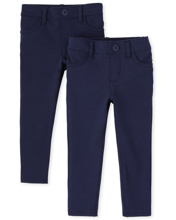 The Children'S Place Baby Girls And Toddler Ponte Pull On Jeggings Jeans, Tidal 2 Pack, 5T Us