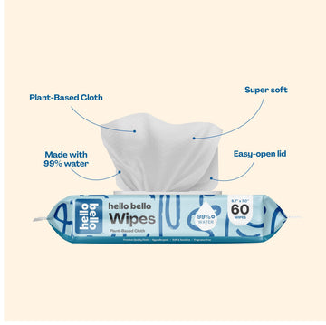 Hello Bello Extra Gentle Unscented Baby Wipes, Plant Based, Made With 99% Water And Aloe For Babies And Kids, 720 Count