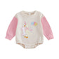 Dcohmch Baby Girl 1st Birthday Outfit One Silly Goose Romper Comfortable Long Sleeve Round Neck Jumpsuit (Apricot, 12-18 Months)