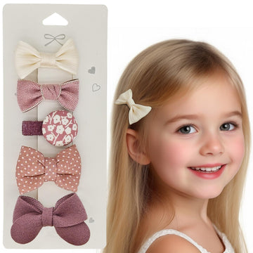 Baby Hair Clips for Girls - Soft Fabric Covered Duckbill Toddler Hair Clips with Bows & Round Design, Gentle Non-Slip Hair Acces
