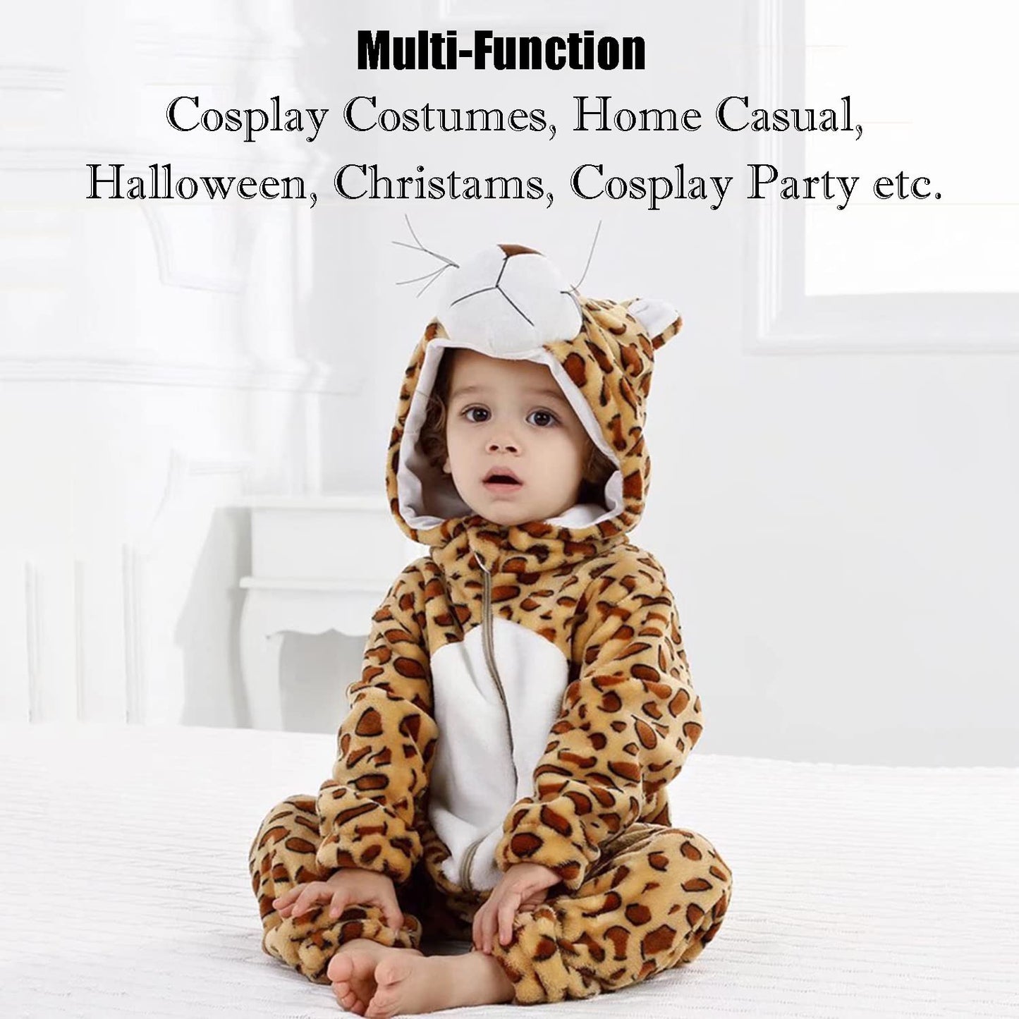Qiaoniuniu Halloween Baby Leopard Costumes Toddler Outfit Infants Cosplay Romper 6-12 Months