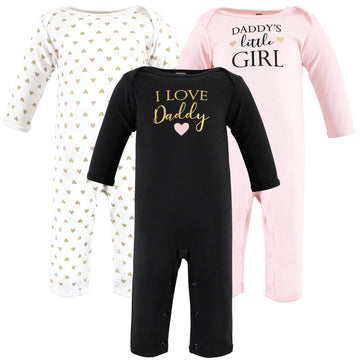 Hudson Baby Unisex Baby Cotton Coveralls, Girl-Daddy, 3-6 Months