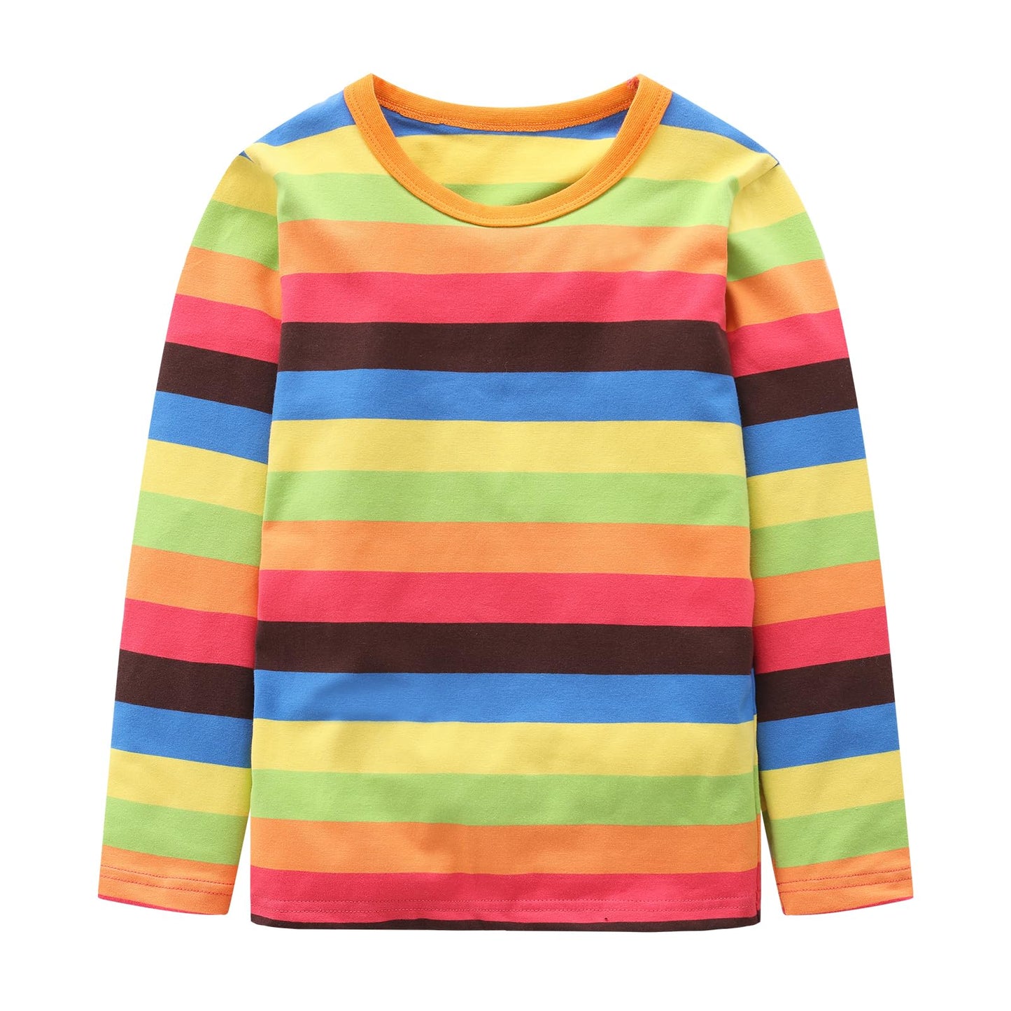 Baby Boys Rainbow Striped Tshirts Kids Boys Long Sleeve Cotton Shirts Unisex Crew Neck T-Shirts For Halloween Rainbow Novelty 12