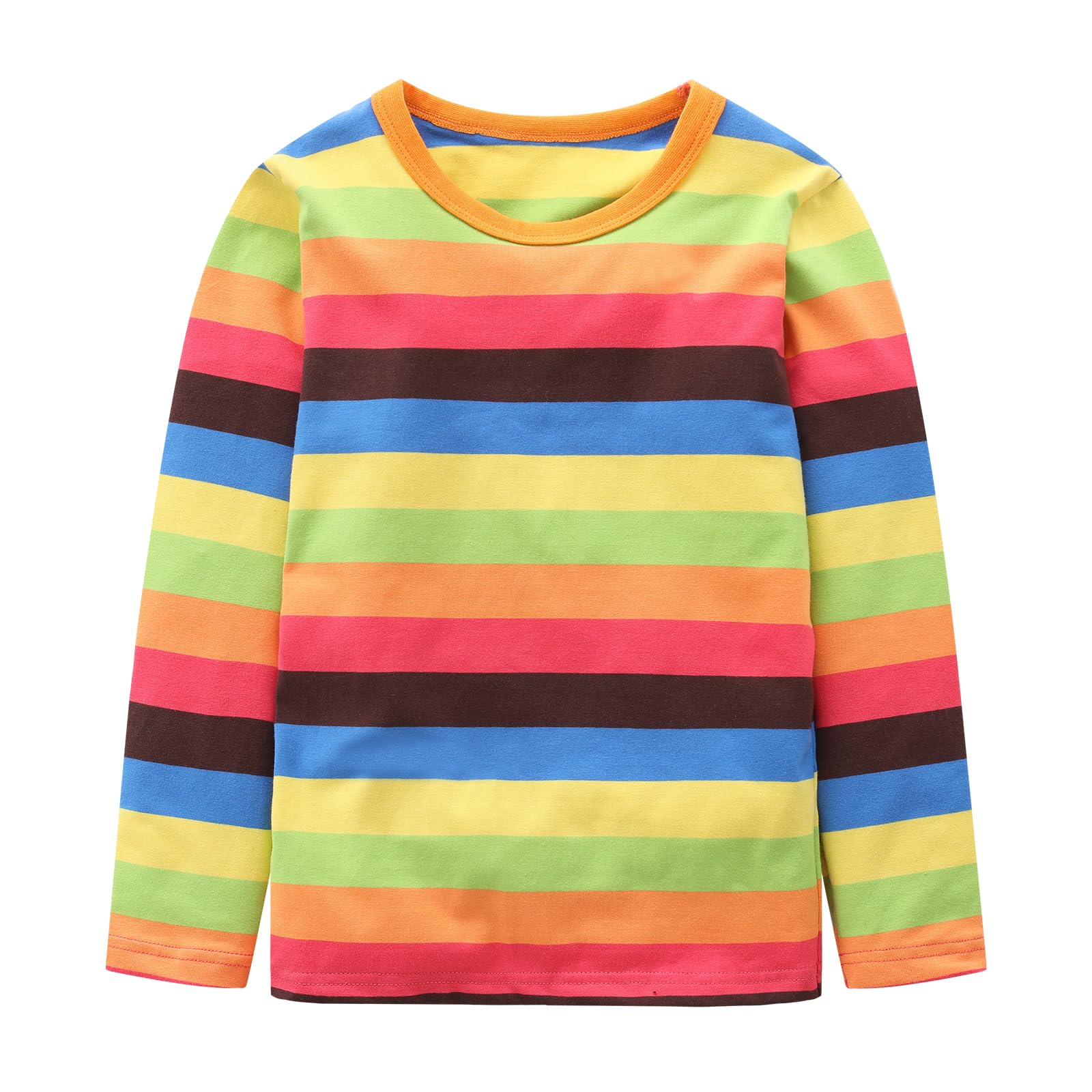 Baby Boys Rainbow Striped Tshirts Kids Boys Long Sleeve Cotton Shirts Unisex Crew Neck T-Shirts For Halloween Rainbow Novelty 12
