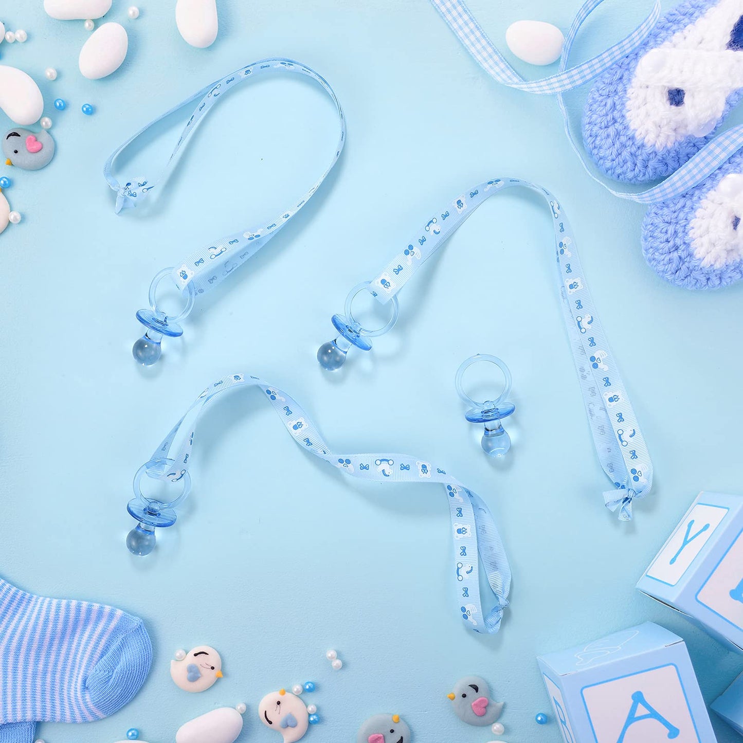 Bbto 24 Pieces Baby Shower Pacifiers Necklace Acrylic Chupones Para Baby Pacifier For Girls Boys Baby Shower Party Game Favors C