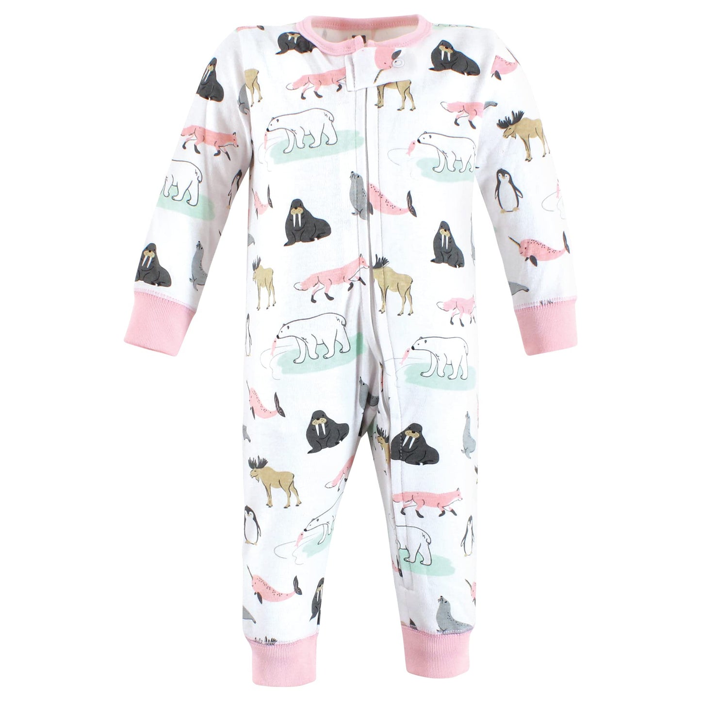 Hudson Baby Baby Cotton Sleep And Play, Girl Arctic Animals, 0-3 Months