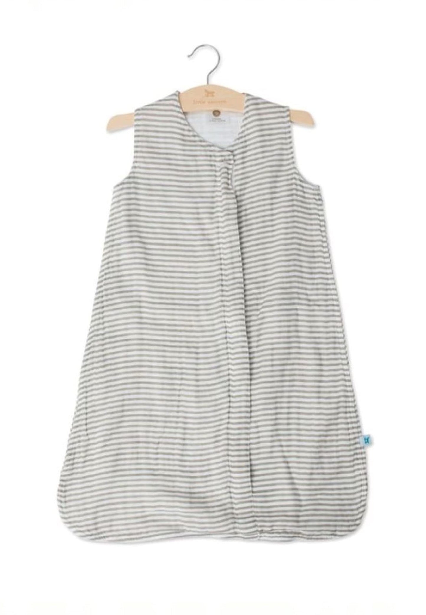 Little Unicorn - Grey Stripe Cotton Muslin Sleep Bag | 100% Cotton | Super Soft and Lightweight | Baby | Size Medium: 6-12 Month