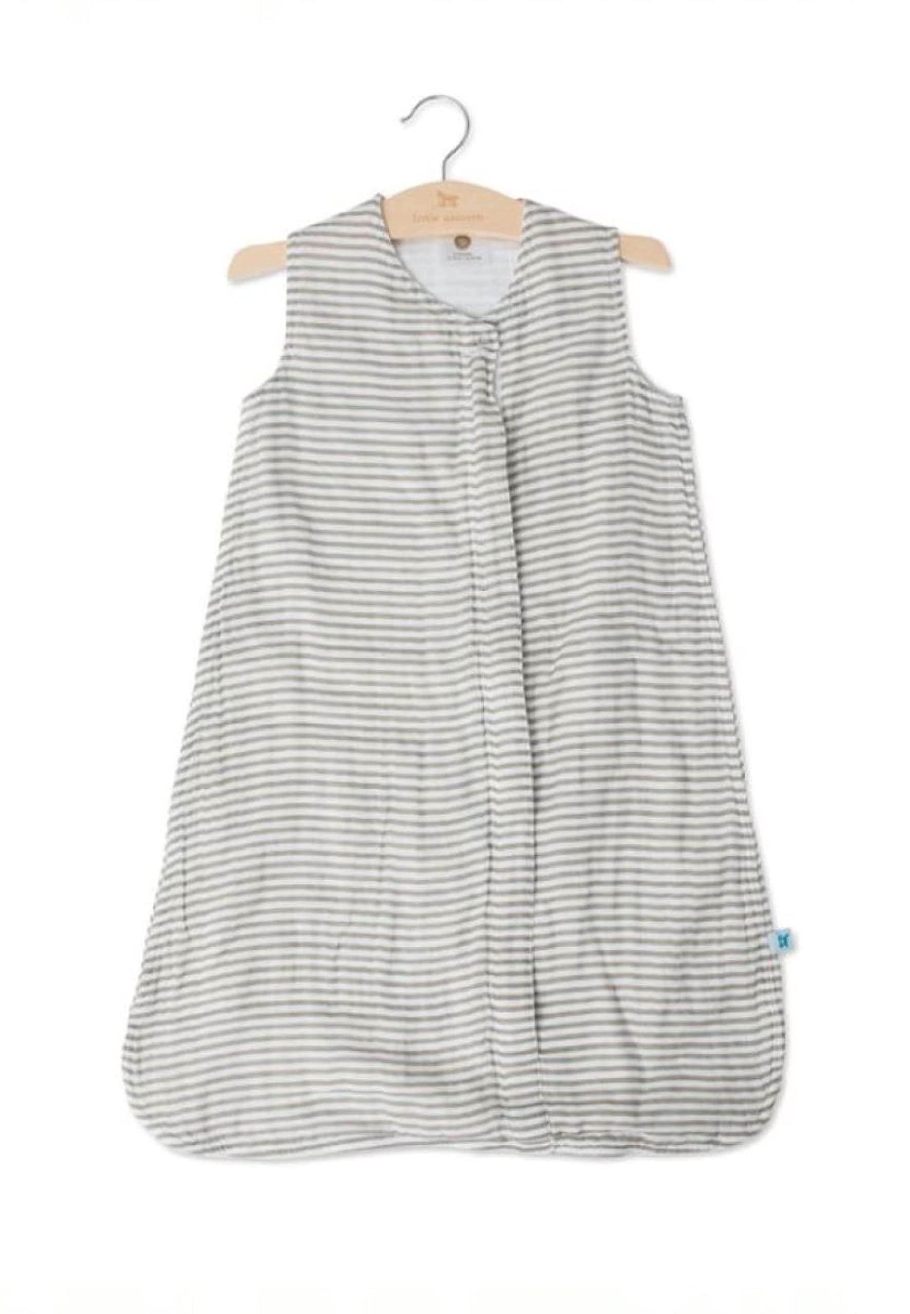 Little Unicorn - Grey Stripe Cotton Muslin Sleep Bag | 100% Cotton | Super Soft and Lightweight | Baby | Size Medium: 6-12 Month
