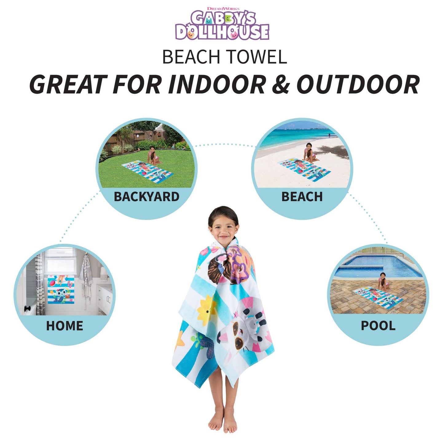 Franco Dreamworks Gabby'S Dollhouse Super Soft Cotton Bath/Pool/Beach Towel, 58 In X 28 In, (Official Licensed Gabby'S Dollhouse