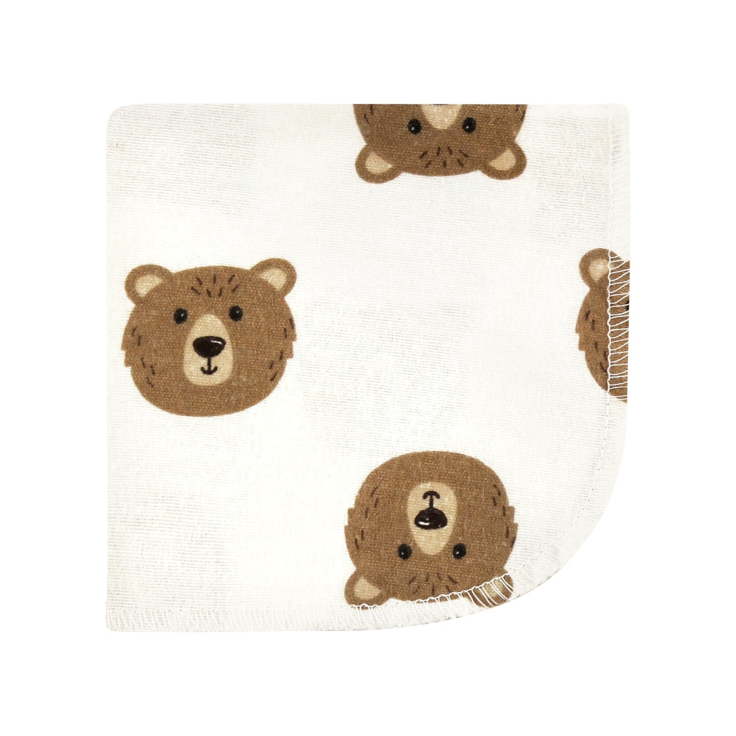 Hudson Baby Unisex Baby Flannel Cotton Washcloths, Brown Bear 10 Pack, One Size