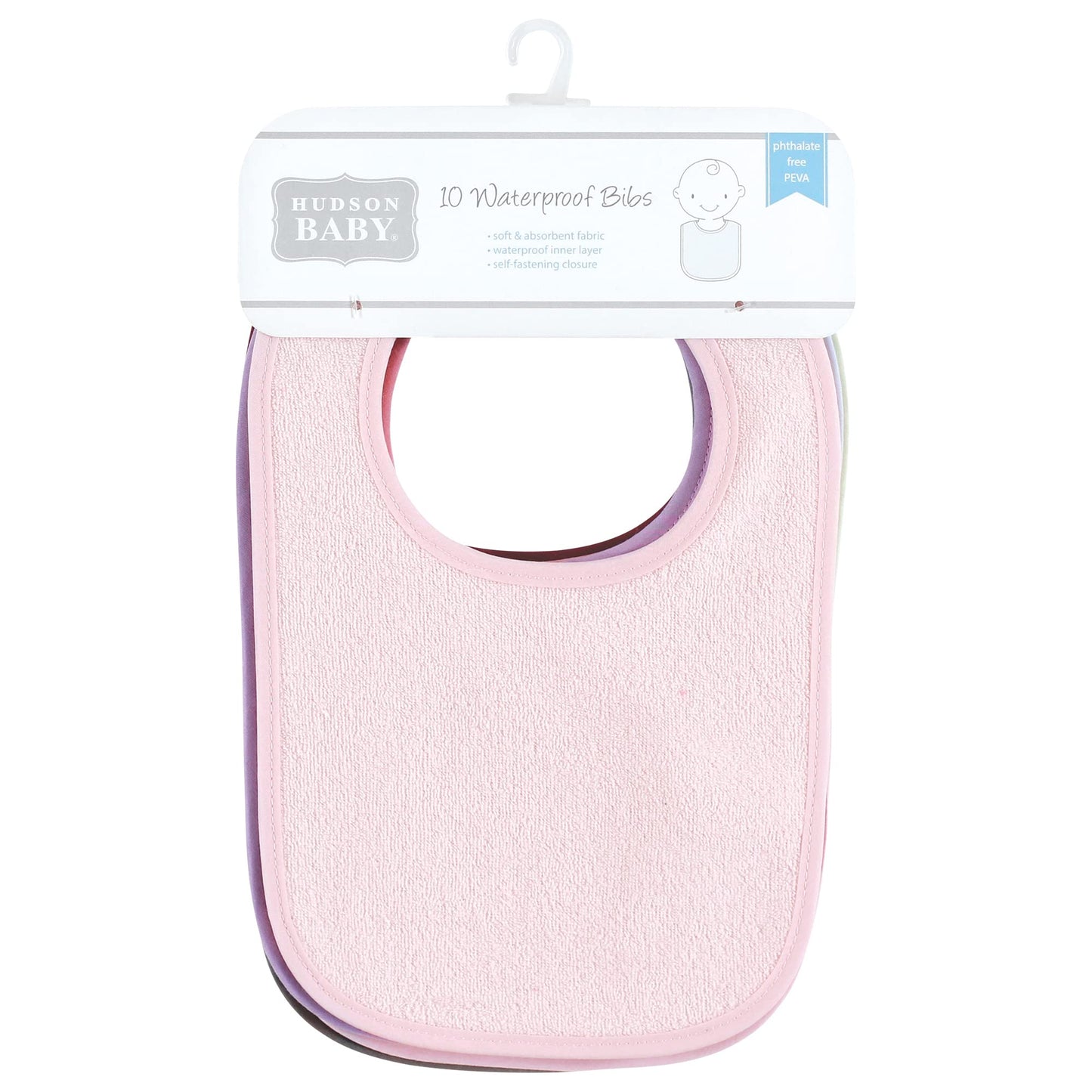 Hudson Baby Unisex Baby Drooler Bib With Waterproof Lining, Pink Yellow, One Size