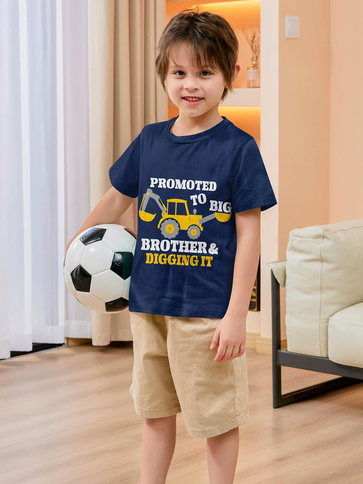 Funnycokid Big Brother Shirt 3T 2T Bulldozers Construction Digging It Big Bro Short Sleeve Blue Big Brother Toddler T Shirt Preg