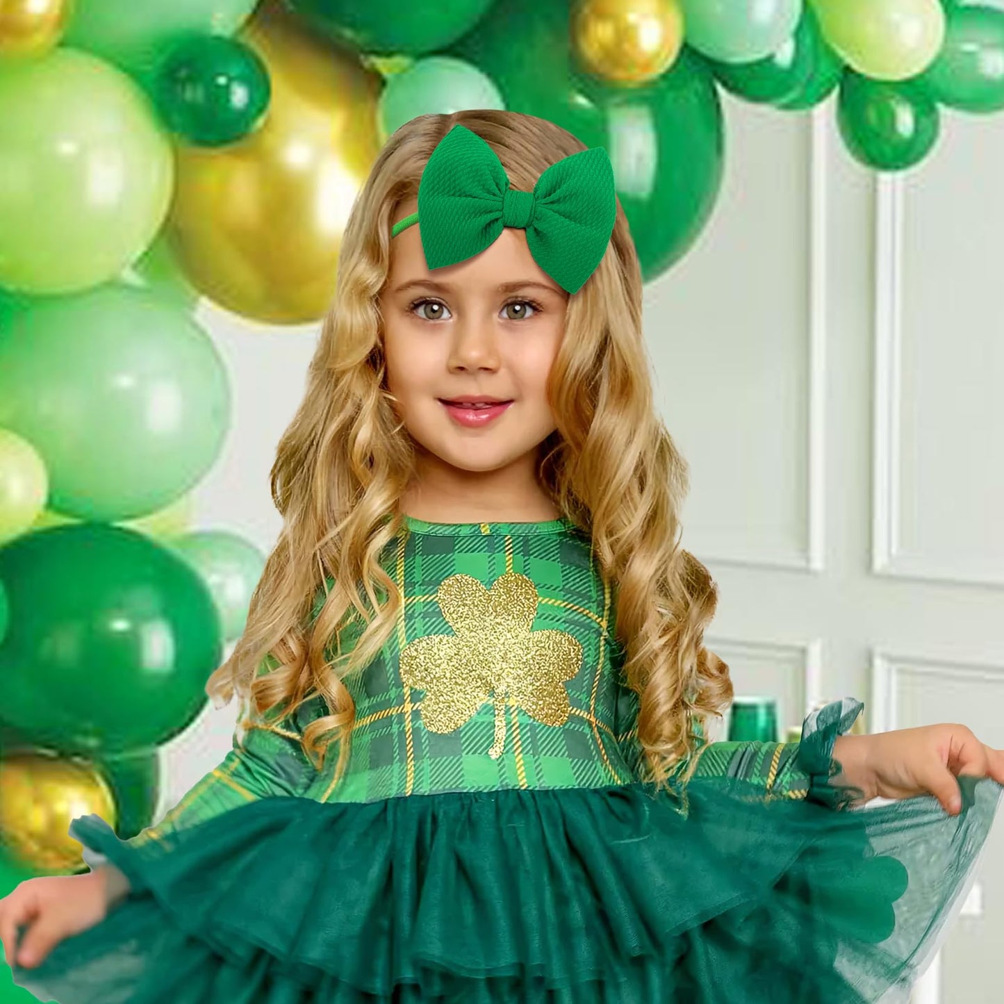 Yanjie Baby Bows Headbands - Shamrock Headbands With Green Bows For Newborn Girls, Infants And Toddlers, St Patrick'S Day Hair A