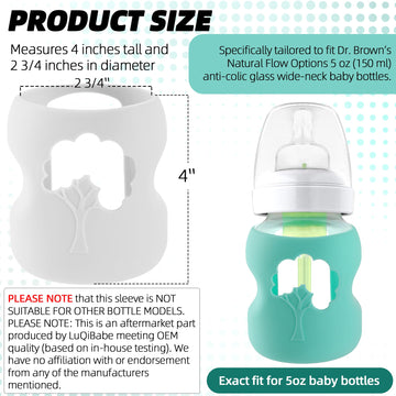 Luqibabe (2-Pack, 5 Oz) Silicone Baby Bottle Sleeves Compatible With Dr. Brown'S Natural Glass Baby Bottles Dishwasher-Safe Anti