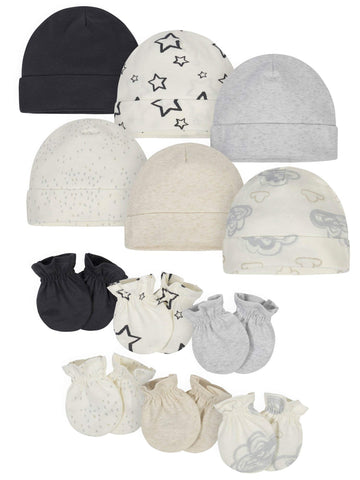 Onesies Brand Unisex Baby 12-Piece Cap and Mitten Set, Sayings Board, Newborn