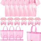 Sintuff 24 Pcs Sleepover Party Supplies For Girls 6 Spa Party Robes 6 Tote Bags 6 Headbands 6 Spa Masks(Size 12,Pink)