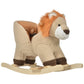 Qaba Baby Rocking Horse Lion with Sound, Plush Stuffed Rocking Animals, Wooden Rocking Horse with Seat Belt for 18-36 Months Boy