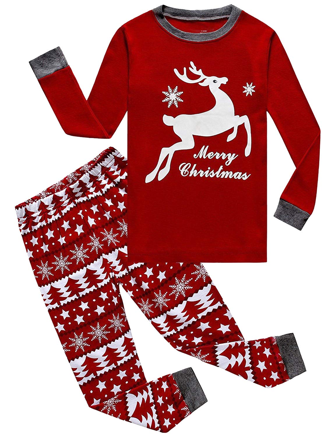 Family Feeling Baby Girls Boys Long Sleeve Christmas Pajamas Sets 100% Cotton Pyjamas Toddler Infant Kids 12-18 Months Reindeer